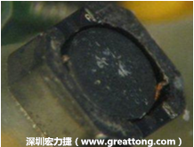 使用銀(Ag)鍍層的電源電感器(Power Inductors)，經(jīng)過推力測(cè)試后，零件端點(diǎn)上已經(jīng)看不到任何鍍層的痕跡了，所以其耐推力就比較小。