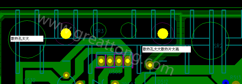 PCB設(shè)計中，散熱孔散熱片設(shè)計不當(dāng)，造成很多電源板斷裂