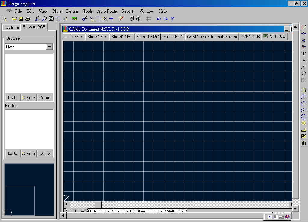 先預備一個PCB編輯環(huán)境，不必設置邊界。