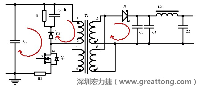 元件布局的時(shí)候，要優(yōu)先考慮高頻脈沖電流和大電流的環(huán)路面積，盡可能地減小,以抑制開關(guān)電源的輻射干擾