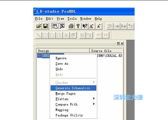 4．右鍵點擊 Serial.EDF 文件，選擇 Generate Schamatics：