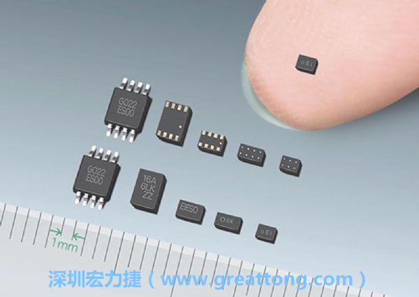 常規(guī)IC與WLP制作的封裝設(shè)計(jì)元件，尺寸有極大的差異，WLP僅需晶粒尺寸就有相同的電氣特性。