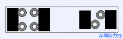 對于大尺寸的電容，比如板級濾波所用的鉭電容，推薦用圖中的安裝方法