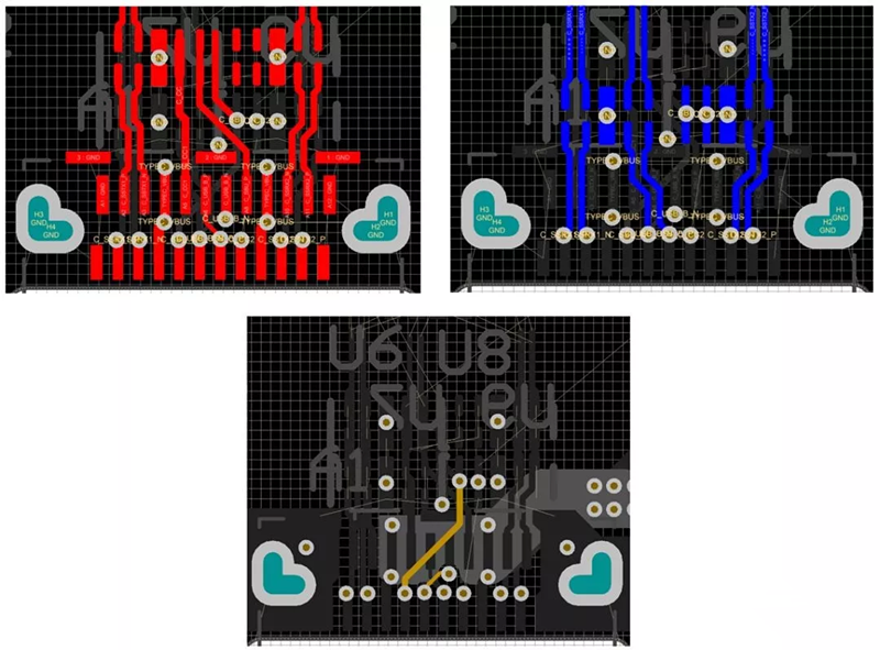 對SBU，USB2和CC1/2等信號做以下布線處理