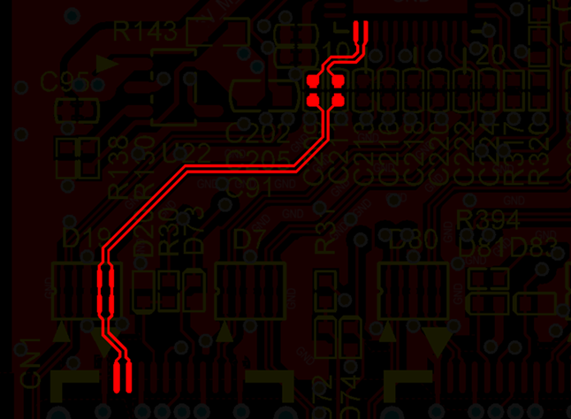 差分線盡量走等長線、等距，避免時序偏差及共模干擾
