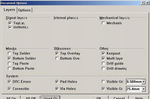 按“L”打開層設(shè)置窗口，打開各層圖形進(jìn)行初步檢查，看文件有無設(shè)計上的問題或有無特殊的、在處理文件時需特別留意之處